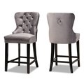 Baxton Studio Howell Modern Transitional Grey Velvet and Dark Brown Finished Wood 2-Piece Counter Stool Set 175-10960-Zoro
